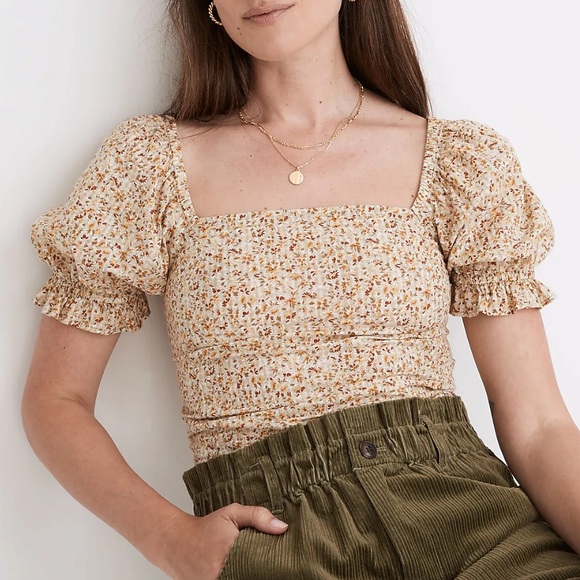 Madewell Hopewell Puff Sleeve Crop Top - Picture 2 of 3